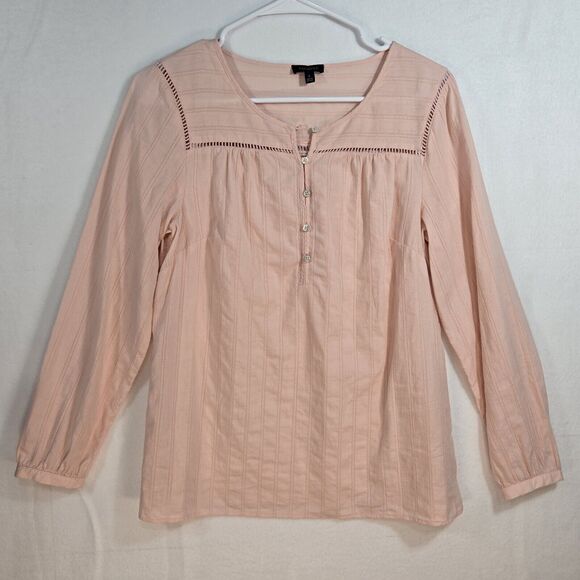 Talbots Cotton Blouse Pink Lightweight With Buttons Long Sleeve Small - Picture 1 of 10